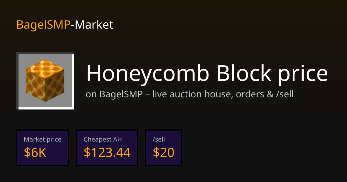 Honeycomb Block Price on BagelSMP. Auction House, Orders & /sell